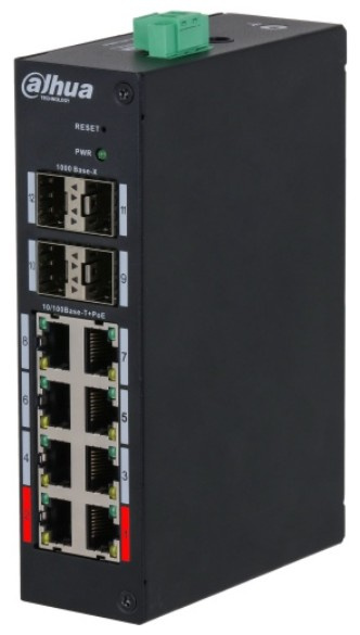 Изображение товара Коммутатор Dahua DH-HS4412-8ET-120 управляемый с PoE для видеонаблюдения