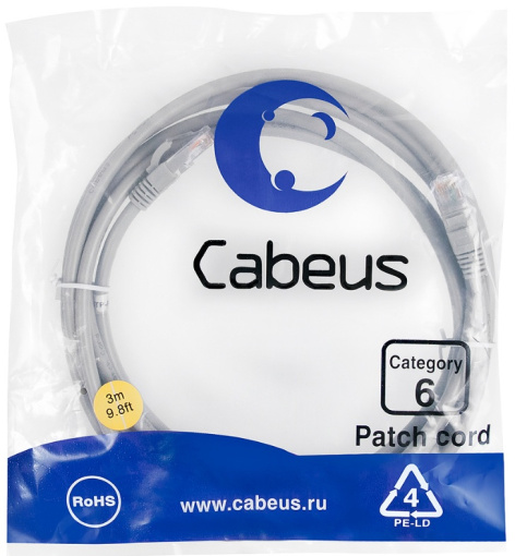 фото Кабель патч-корд U/UTP 6 кат. 3м Cabeus PC-UTP-RJ45-Cat.6-3m в Санкт-Петербургe