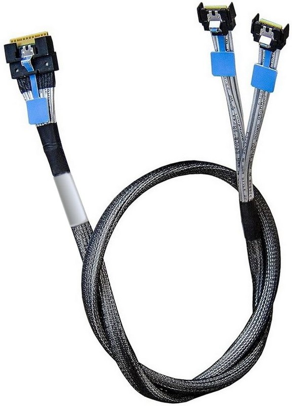 

Кабель Amphenol RMC38-0824 Slimline SAS x8 74pin - to - 2*MCIO x4 38pin, 85 Ohm, L:80cm, RMC38-0824