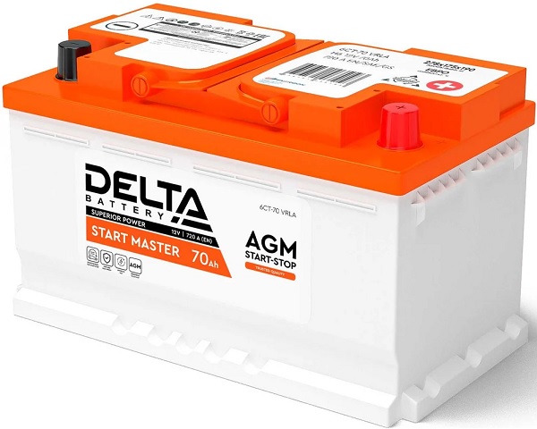 

Аккумулятор Delta START MASTER 70 Ah AGM автомобильный, START MASTER 70 Ah AGM
