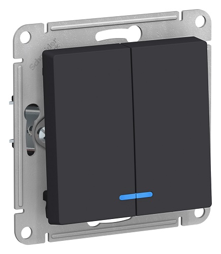 

Выключатель Schneider Electric ATN001053 AtlasDesign, 2-клавишный, с подсветкой, сх.5а, 10АХ, механизм, карбон, ATN001053