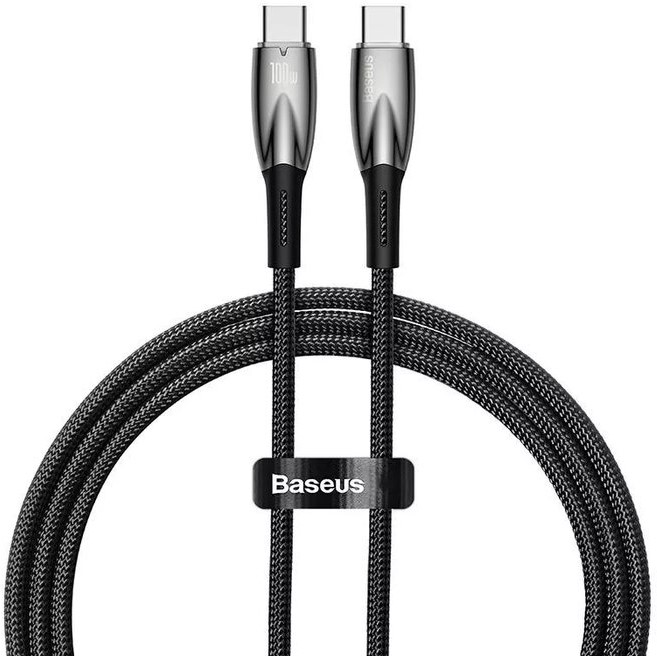 

Кабель интерфейсный Baseus CADH000701 Glimmer Series Fast Charging Data Type-C to Type-C 100W 1m Black (передача данных, питание устройств, скорость п, CADH000701
