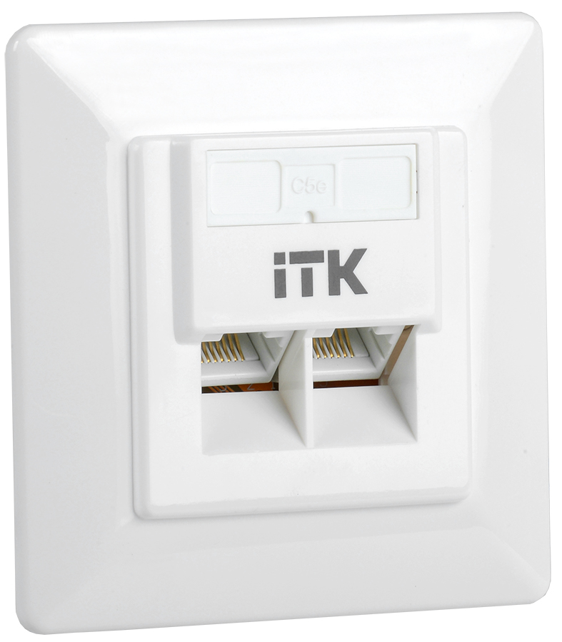 

Розетка ITK CS2-1C5EU-2-1 внутренняя информационная RJ45 кат. 5Е UTP 2 порта, CS2-1C5EU-2-1