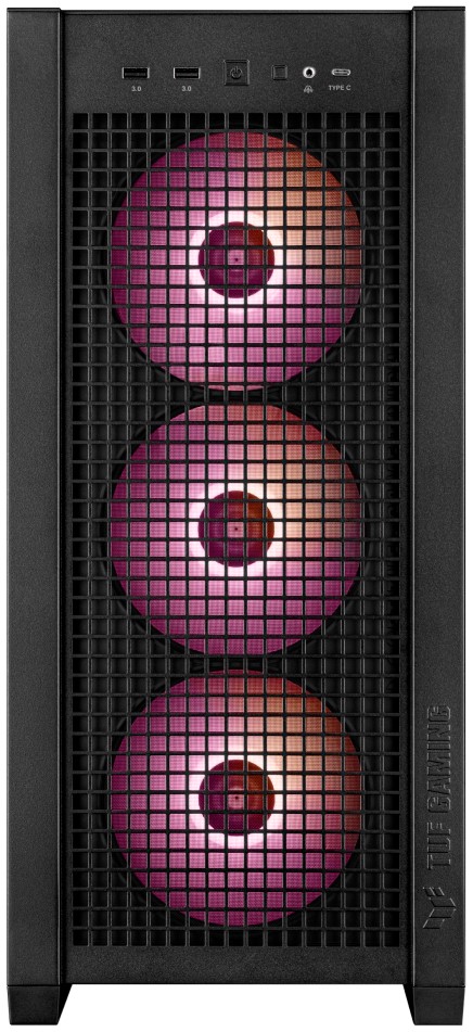 

Корпус eATX ASUS TUF GAMING GT302 TG ARGB BLACK 90DC00I0-B19000 без БП, боковая панель из закалённого стекла, 2*USB 3.2, USB Type-C, TUF GAMING GT302 TG ARGB BLACK
