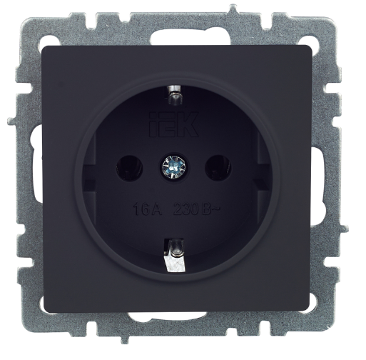 

Розетка с заземлением IEK BR-R11-16-K53 BRITE без защитных шторок 16А РС11-1-0-БрГ Графит, BR-R11-16-K53