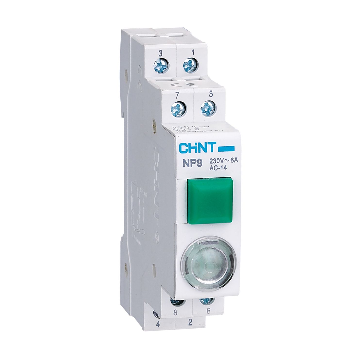 

Кнопка модульная CHINT 584075 NP9-12D3/1 с подсветкой 1НО+2НЗ AC/DC 230В зел. (R), 584075