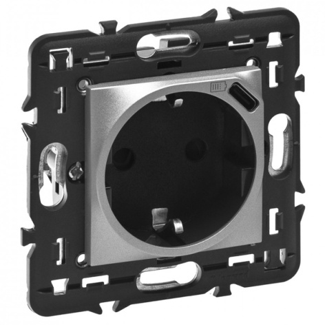 Изображение товара Розетка Legrand 079371L Mosaic с USB-C, алюминий, IP20, скрытая установка