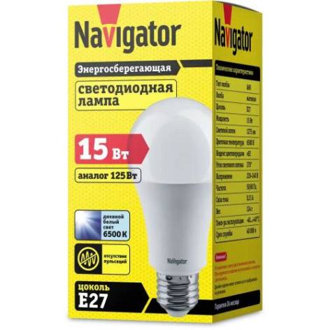 фото Лампа светодиодная Navigator NLL-A60-15-230-6.5K-E27 в Уфе