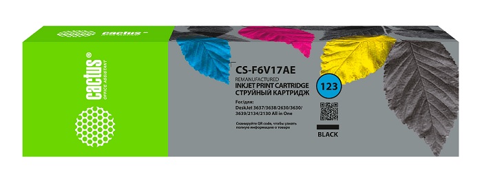 

Картридж Cactus CS-F6V17AE №123 черный (3.5мл) для HP DeskJet 2130, CS-F6V17AE