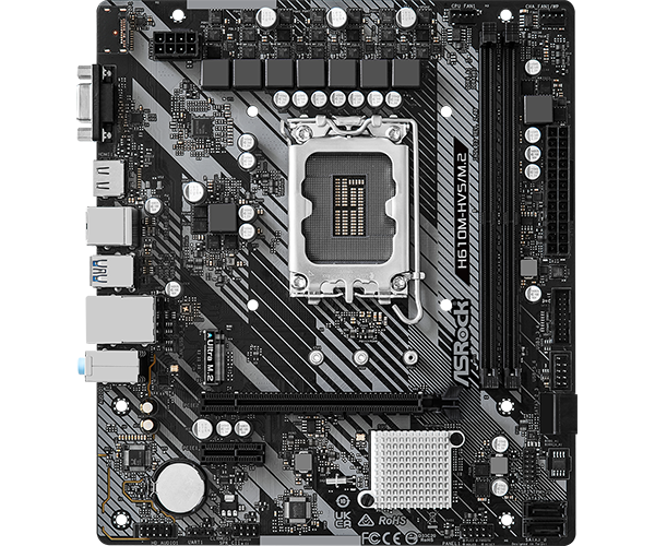 

Материнская плата mATX ASRock H610M-HVS/M.2 R2.0 (LGA1700, H610, 2*DDR4 (3200), 4*SATA 6G, M.2, 2*PCIE, Glan, HDMI, D-Sub, 2*USB 3.2, 4*USB 2.0), H610M-HVS/M.2 R2.0