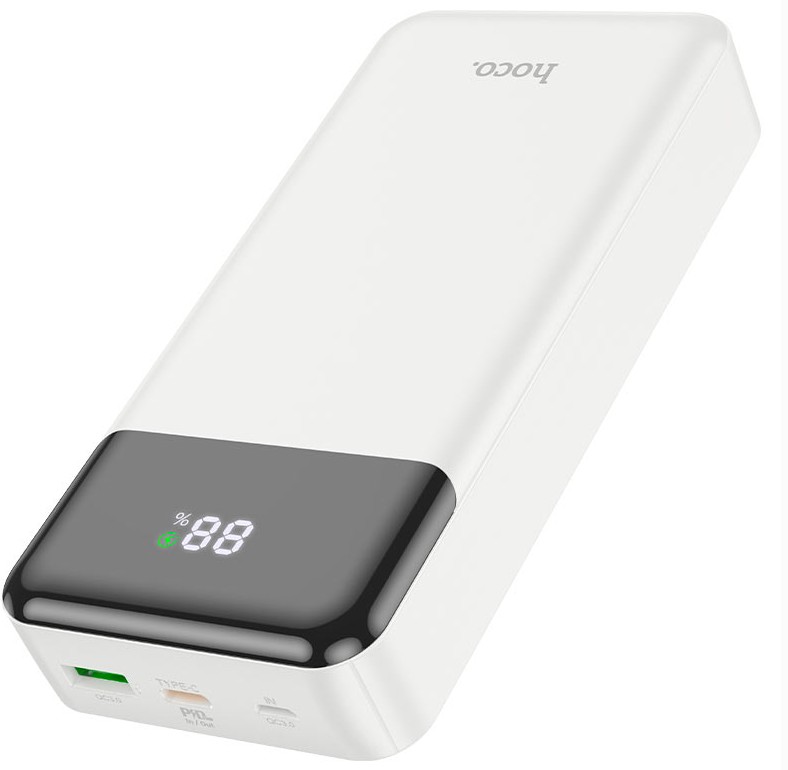

Аккумулятор внешний портативный Hoco J102A COOL FIGURE WHITE 20000mAh QC/PD 20W 5A USB-A/USB-C белый, J102A COOL FIGURE WHITE