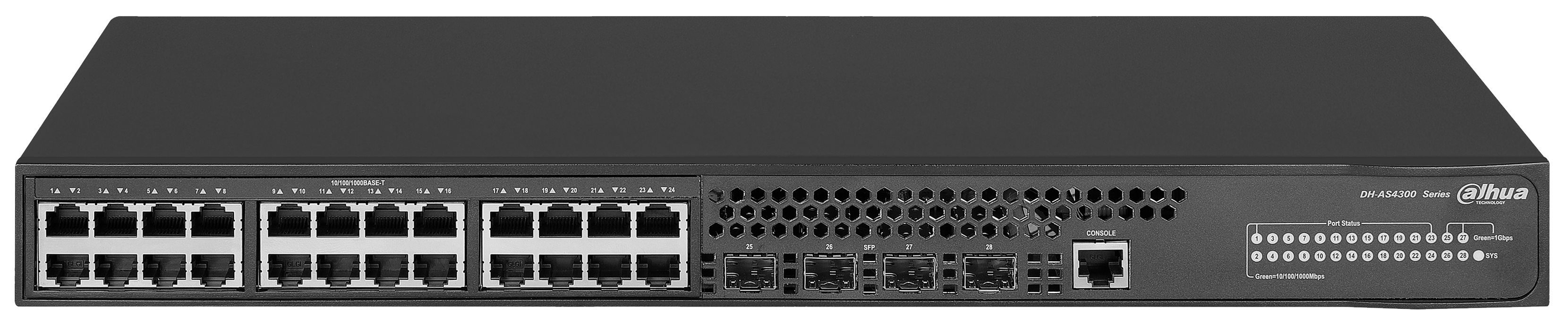 

Коммутатор управляемый Dahua DH-AS4300-24GT4GF 28-портовый, уровень L2+, DH-AS4300-24GT4GF