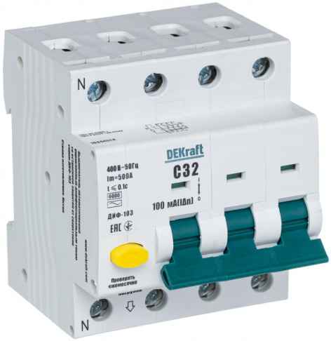 Изображение товара Автомат защиты DEKraft 16244DEK 4 полюса 32 А 230 В