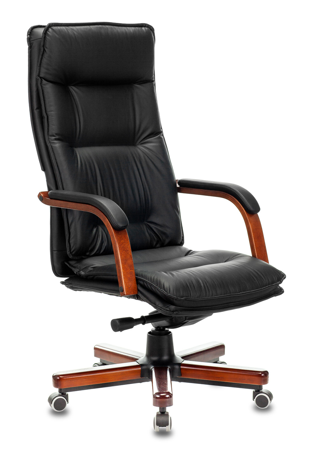 

Кресло Бюрократ T-9927WALNUT руководителя, цвет черный, кожа, крестовина металл/дерево, T-9927WALNUT