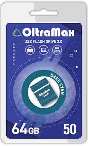 

Накопитель USB 2.0 64GB OltraMax OM-64GB-50-Dark Cyan 50, тёмно голубой, OM-64GB-50-Dark Cyan