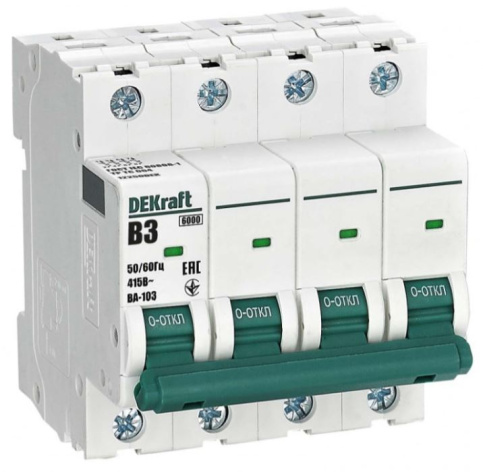 Изображение товара Автоматический выключатель DEKraft 12250DEK ВА-103 4П 3А 415В IP20