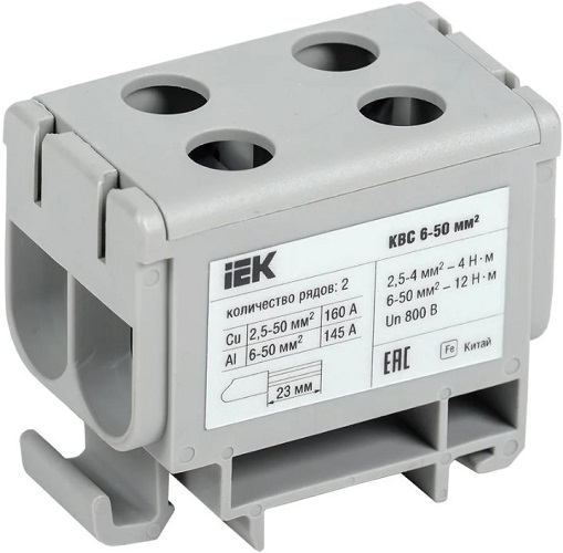 

Клемма вводная IEK YZN13-050-K03 силовая КВС 6-50 кв.мм. 2-рядная серая, YZN13-050-K03