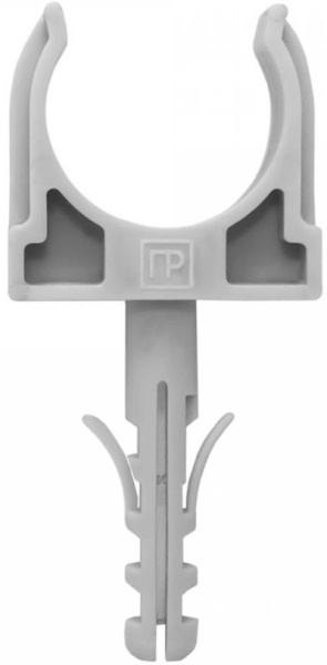 Изображение товара Клипса Промрукав для крепления труб 25 мм одинарный серый