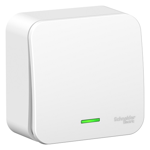

Выключатель Schneider Electric BLNVA101111 1-клавишный с подсветкой 10А, 250B, изолир. пластина (белый) наруж, BLNVA101111