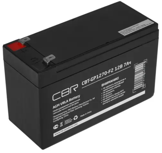 

Батарея CBR CBT-GP1270-F2 VRLA (12В 7Ач), клеммы F2, CBT-GP1270-F2
