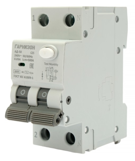 фото Автомат дифференциальный Гарнизон RCBO-50-2-25-4.5-C-30-AC