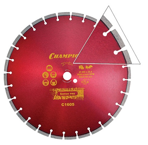 

Диск алмазный CHAMPION ST 400/25,4/10 Concremax бетон (старый бетон, ж/б с наполн.сред.тв) C1605, ST 400/25,4/10 Concremax