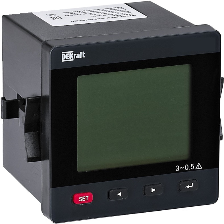 

Мультиметр DEKraft 51410DEK цифровой 72х72мм трехфазный, вход 100В 5А, LCD-дисплей МТ-72D, 51410DEK