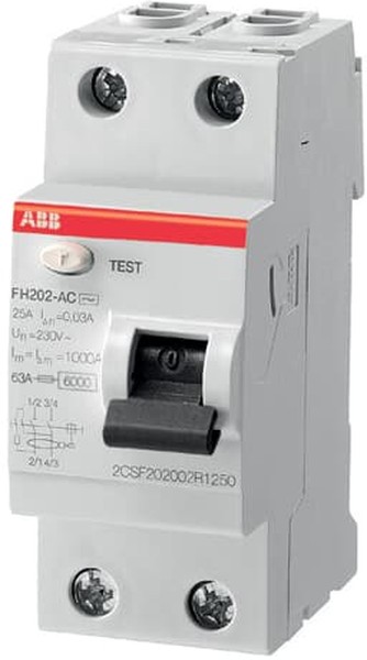 

Выключатель дифференциального тока (ВДТ, УЗО) ABB 2CSF202001 2CSF202002R1400 FH202AC 2Р 40А 30mA (AC), 2CSF202001