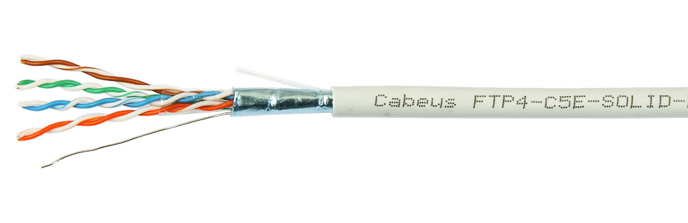 

Кабель витая пара F/UTP 5e кат. 4 пары Cabeus FTP-4P-Cat.5e-SOLID-GY 24AWG(0.51 мм), медь, одножильный (solid), внутренний, PVC, нг(A)-LS, серый, уп/3, FTP-4P-Cat.5e-SOLID-GY