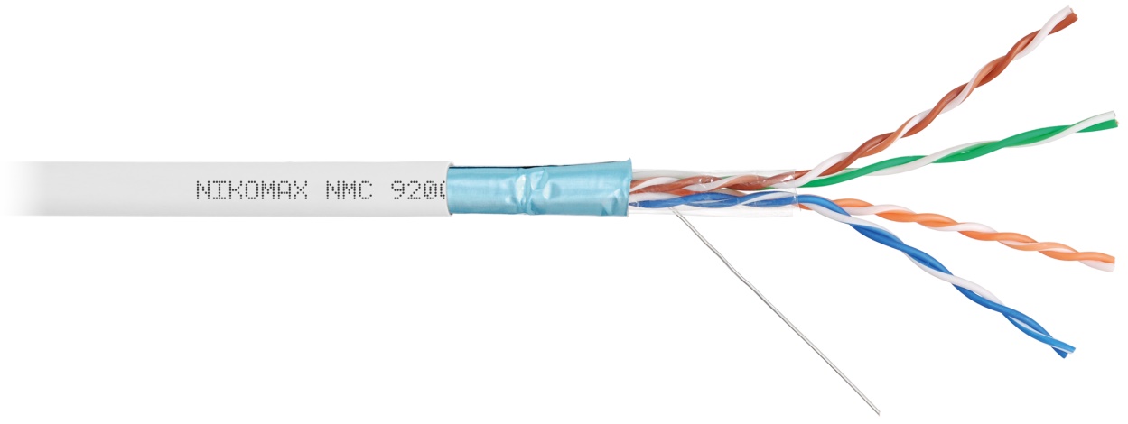 

Кабель витая пара F/UTP 5e кат. 4 пары NIKOMAX NMC 9200C-WT 24AWG(0.52 мм), медь, одножильный (solid), внутренний, полимерный материал, нг(A)-HF, белы, NMC 9200C-WT