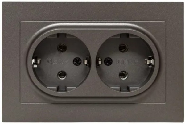 фото Розетка двухместная с заземлением в сборе EKF UP1-SOM-210 в Казани