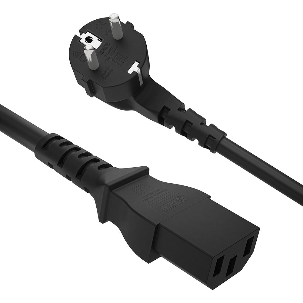 

Кабель питания Greenconnect GCR-54372 7.0m, Евровилка угловая - С13, 3*0,5mm, черный, GCR-54372