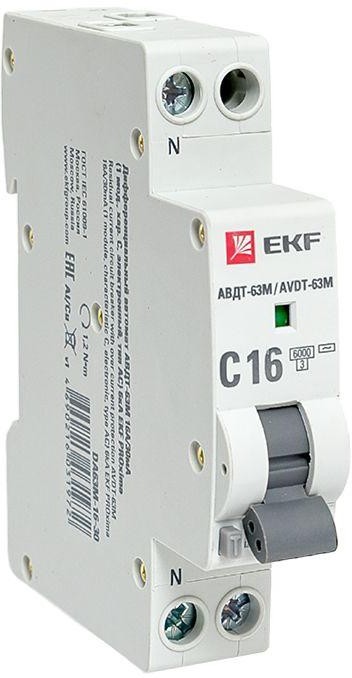 

Автомат дифференциальный EKF DA63M-16-30 1мод. С 16А 30mA тип А 6кА АВДТ-63М (электрон.) PROxima, DA63M-16-30