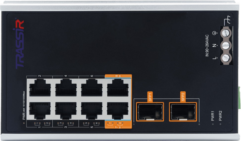 

Коммутатор неуправляемый TRASSIR TR-NS15102S-130-8POE промышленный с 8 PoE портами (10/100/1000 Мбит/с Base-T PoE port), стандарты PoE EEE802.3af, EEE, TR-NS15102S-130-8POE