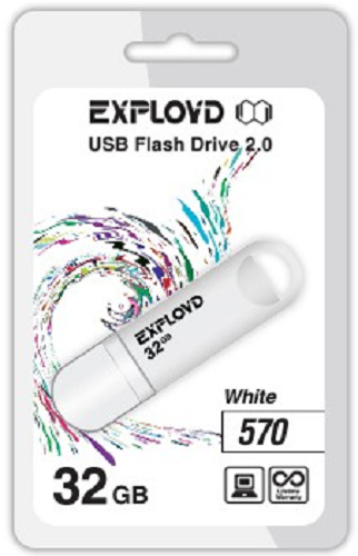 Изображение товара USB накопитель Exployd 570 32 ГБ белый USB 2.0 с колпачком