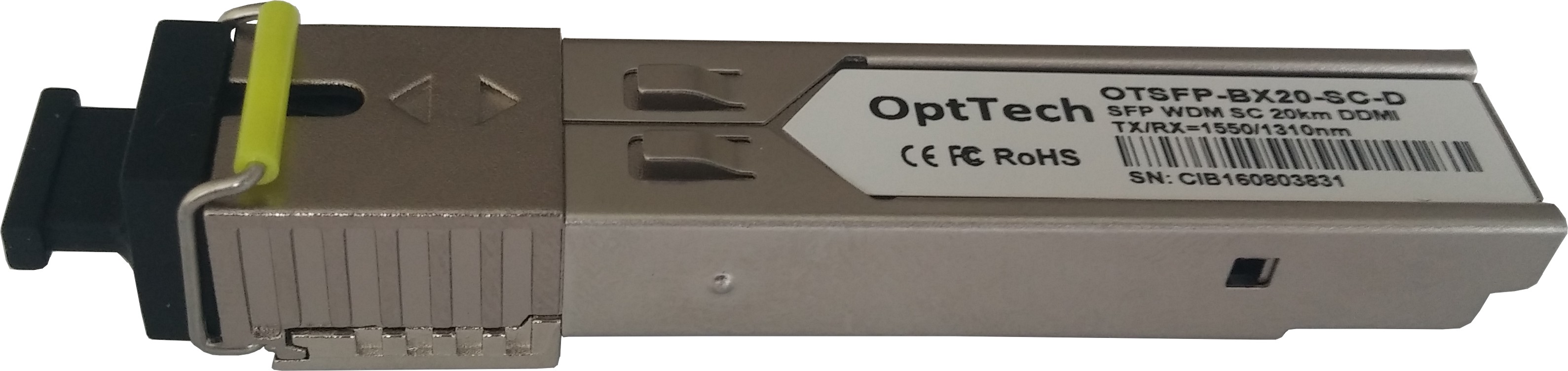 

Модуль SFP OptTech OTSFP-BX20-SC-D WDM, TX/RX=1550/1310nm, SC, 20km, DDMI, OTSFP-BX20-SC-D