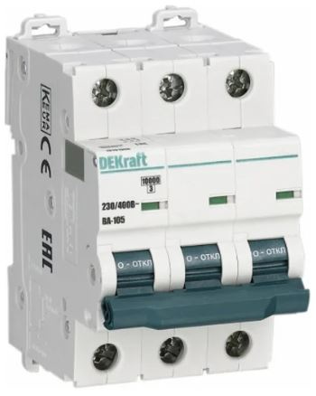 Изображение товара Автоматический выключатель DEKraft 13172DEK ВА-105 3 полюса 10 кА IP20