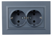 фото Розетка двухместная с заземлением в сборе  IEK BR-R24-16-K35-F