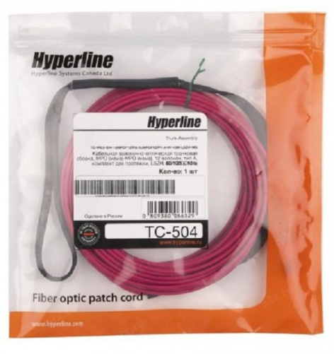 фото Кабель волоконно-оптический 50/125, 12 волокон Hyperline TC-MC3-504-1xMPOF12/PX-1xMPOF12/PY-A-IN-10M-LSZH-MG