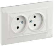 фото Розетка двухместная без заземления в сборе  IEK BR-R23-10-K01-F