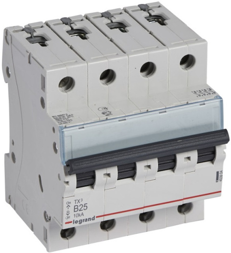 Изображение товара Автоматический выключатель Legrand TX³ 403904 25 А, 400 В, 3P+N, 4 модуля