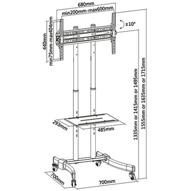 

Стойка FIX T1030T мобильная для дисплеев 37"-70" до 40 кг, черная, T1030T