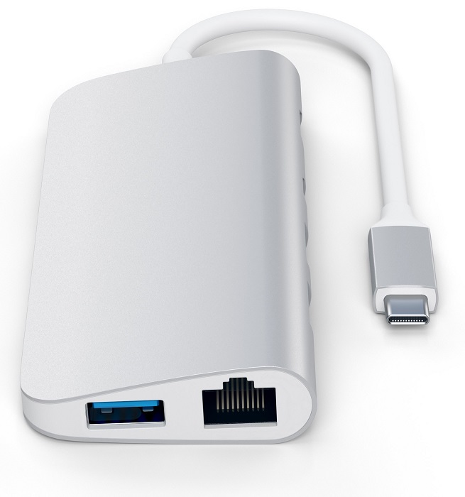 

Концентратор Satechi Aluminum Type-C Multimedia Adapter ST-TCMM8PAS USB Type-C Power Delivery, 3хUSB 3.0, 4K HDMI, 4K mini DisplayPort, Gigabit Ethern, Aluminum Type-C Multimedia Adapter