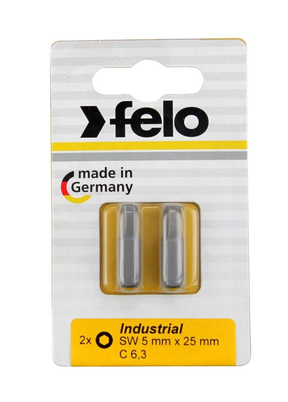 

Бита Felo 02450036 шестигранная 25мм серии Industrial 5 мм, 2шт на блистере, 02450036