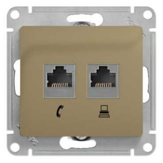 

Розетка Schneider Electric GSL000485 Glossa Титан 2-я RJ11+RJ45, кат.5E, GSL000485