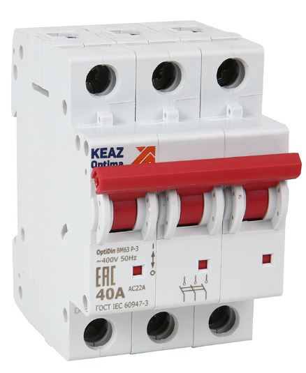 Изображение товара Рубильник КЭАЗ 103896 3-полюсный выключатель нагрузки 63 А серия OptiDin