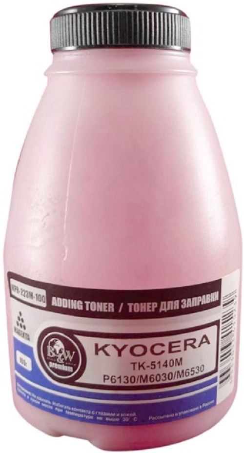 

Тонер B&W (Black&White) KPR-223M-100 для Kyocera TK-5140M, P6130/M6030/M6530 Magenta (фл. 100г) 5K B&W Premium, KPR-223M-100