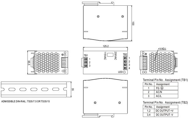 фото Преобразователь AC-DC сетевой Mean Well DR-120-48