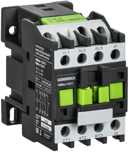 

Контактор IEK KKME11-012-400-01 КМИе-11211 12А 400В/АС3 1NC GENERICA, KKME11-012-400-01