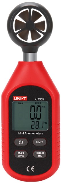 

Анемометр UNI-T UT363 0 ~ 45м/с, -10С~ 50С, UT363